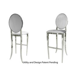 Solid Barstool Silver Cushion White