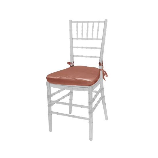 Clear resin Chiavari chair with Coral cushioned seat, spindled backrest and slim frame for elegant event seating