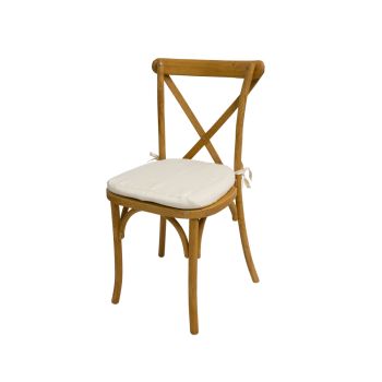 Cross Back Chair Natural Cushion Ivory