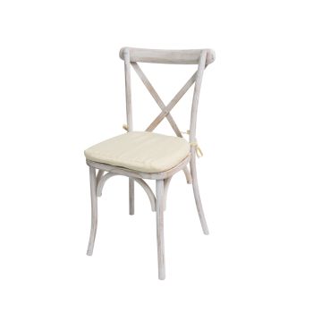 Cross Back Chair White Wash Cushion Ivory
