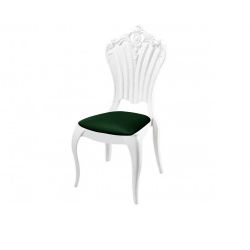 Victoria Chair White  Cushion Dark Green