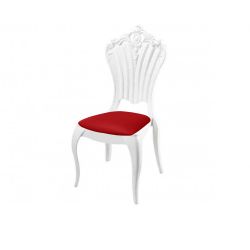 Victoria Chair White  Cushion Red