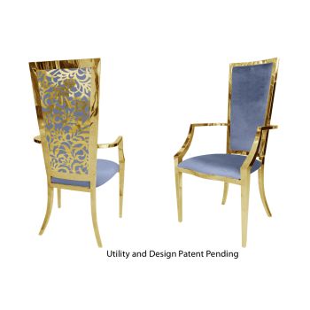 Botanical Gardens Armchair Gold Cushion Dusty Blue