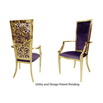 Botanical Gardens Armchair Gold Cushion Eggplant