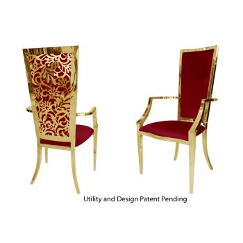Botanical Gardens Armchair Gold Cushion Red