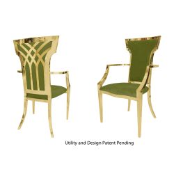 Celine Armchair Gold Cushion Moss
