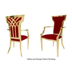 Celine Armchair Gold Cushion Red