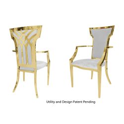 Celine Armchair Gold Cushion White
