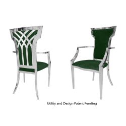 Celine Armchair Silver Cushion Emerald Green