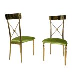 Gold Athena event dining chair with Moss velvet seat cushion and matching backrest