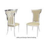 Silver metal Celine banquet chair with Ivory  upholstered seat cushion for luxury event seating