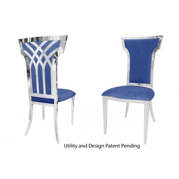 Celine Chair Silver Cushion Royal Blue