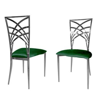 Cleopatra Chair Silver Cushion Emerald Green