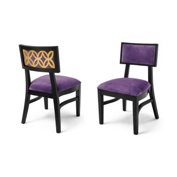 Sedia Moderna Black Chair Gold - Cushion Eggplant