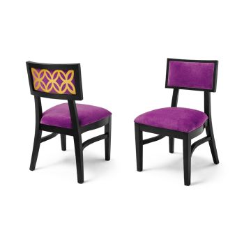 Sedia Moderna Black Chair Gold - Cushion Magenta