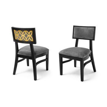 Sedia Moderna Black Chair Gold - Cushion Silver