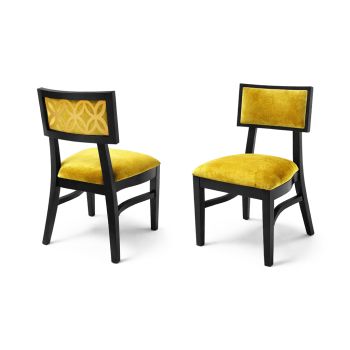 Sedia Moderna Black Chair Gold - Cushion Yellow