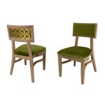 gold-finish Sedia Nova Natural event dining chair with Moss upholstered seat cushion