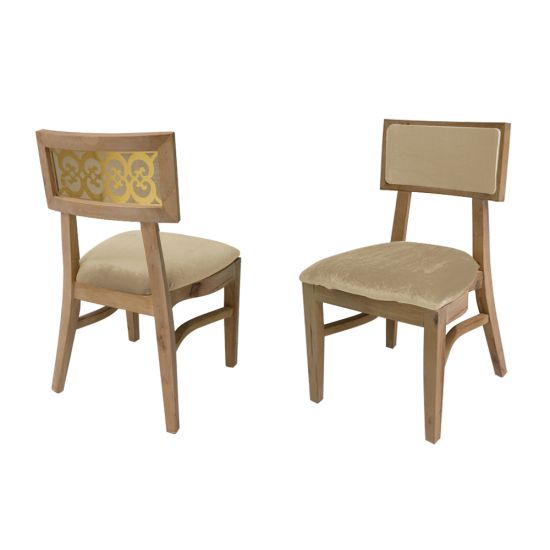 gold-finish Sedia Nova Natural event dining chair with Champagne upholstered seat cushion