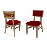 gold-finish Sedia Nova Natural event dining chair with Red upholstered seat cushion