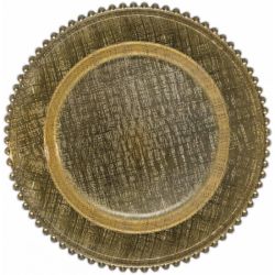 Glass Plus Beaded Charger Plate (Gold)