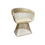 Art Deco Reflection accent chair with Ivory velvet seat and curved back, gold metal wire frame, luxury lounge seating for weddings and events.
