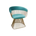 Art Deco Reflection accent chair with tiffany blue velvet seat and curved back, gold metal wire frame, luxury lounge seating for weddings and events.