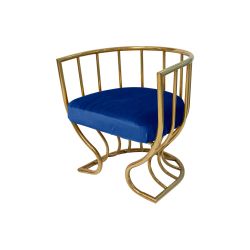 Reflection Accent ArmChair Tulip Gold - Royal Blue Velvet