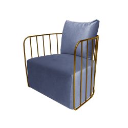 Reflection Accent Chair Bars Gold - Dusty Blue Velvet