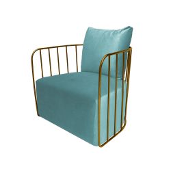 Reflection Accent Chair Bars Gold - Tiffany Blue Velvet