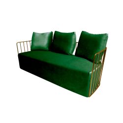 Reflection Accent Sofa Bars Gold - Emerald Green Velvet