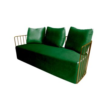 Reflection Accent Sofa Bars Gold - Emerald Green Velvet