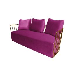 Reflection Accent Sofa Bars Gold - Magenta Velvet