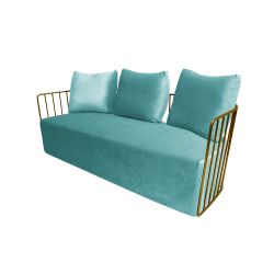 Reflection Accent Sofa Bars Gold - Tiffany Blue Velvet