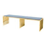 Reflection Bench Art Deco Gold - Dusty Blue Velvet