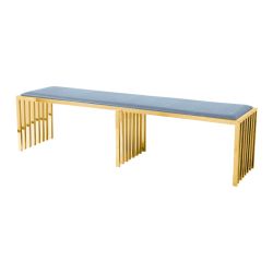 Reflection Bench Art Deco Gold - Dusty Blue Velvet