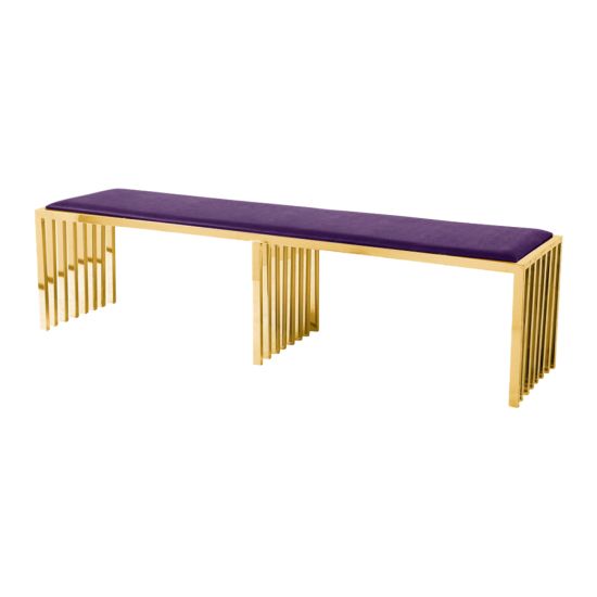 Reflection Bench Art Deco Gold - Eggplant Velvet