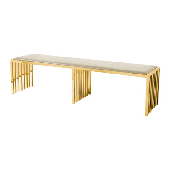 Reflection Bench Art Deco Gold - Ivory Velvet