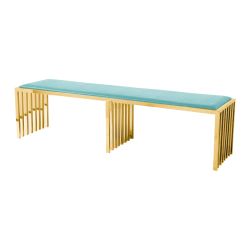 Reflection Bench Art Deco Gold - Tiffany Blue Velvet