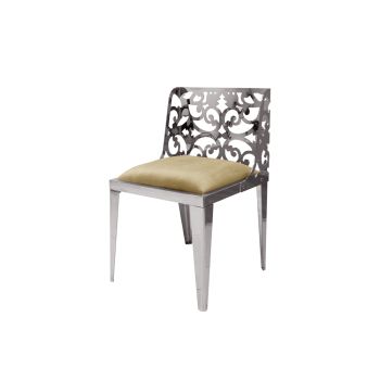 Reflection Chair Laser Cut Silver - Champagne Velvet