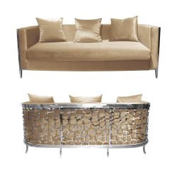 Reflection Giraffe Sofa SIlver - Champagne Velvet