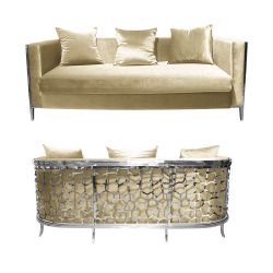 Reflection Giraffe Sofa SIlver - Ivory Velvet