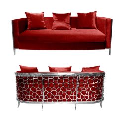 Reflection Giraffe Sofa SIlver - Red Velvet
