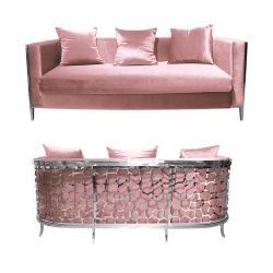 Reflection Giraffe Sofa SIlver - Rose Gold Velvet