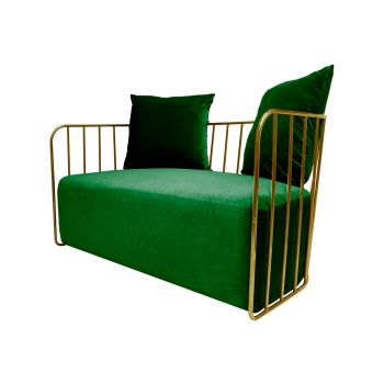 Reflection Accent Loveseat Bars Gold - Emerald Green Velvet