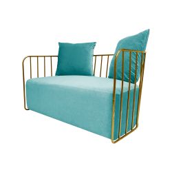 Reflection Accent Loveseat Bars Gold - Tiffany Blue Velvet