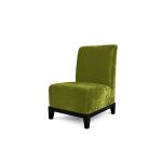 Armless velvet chair in moss green, modern lounge chair for earthy event styling.