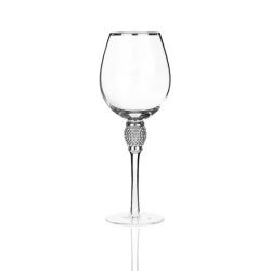Water Goblet Rhinestone Silver Rim (Rack of 16)