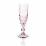 Bella pink champagne flute with textured glass and short stem, elegant event glassware for weddings and toasts, supplied in racks of 36.