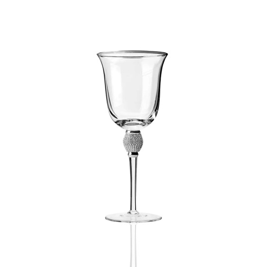 Wine Glass Rhinestone Silver Rim (Rack of 16) - glassware